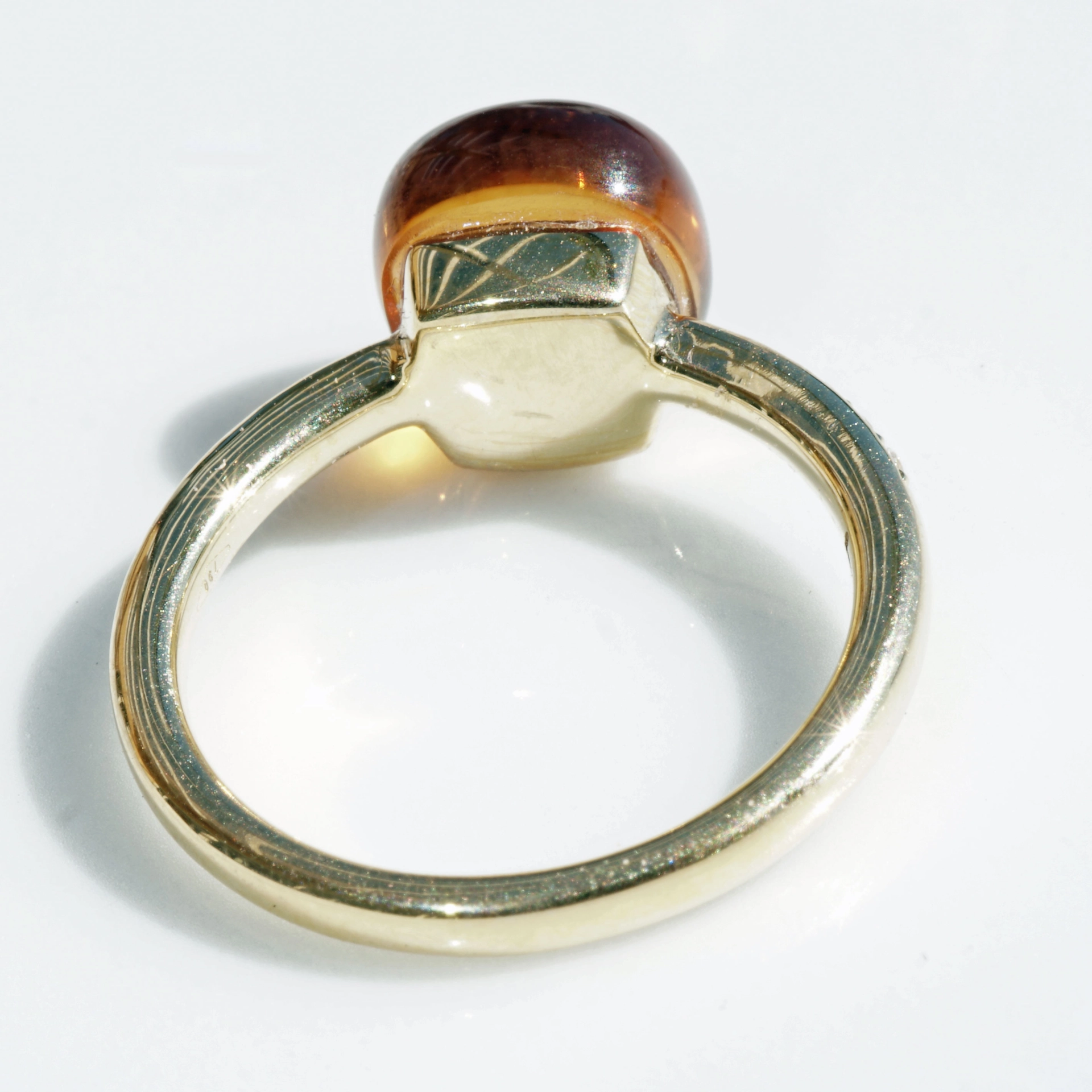 Citrin Brillant Ring 750er Gelbgold Liquid Impressions cooles Design 4.72 ct 0.11 ct