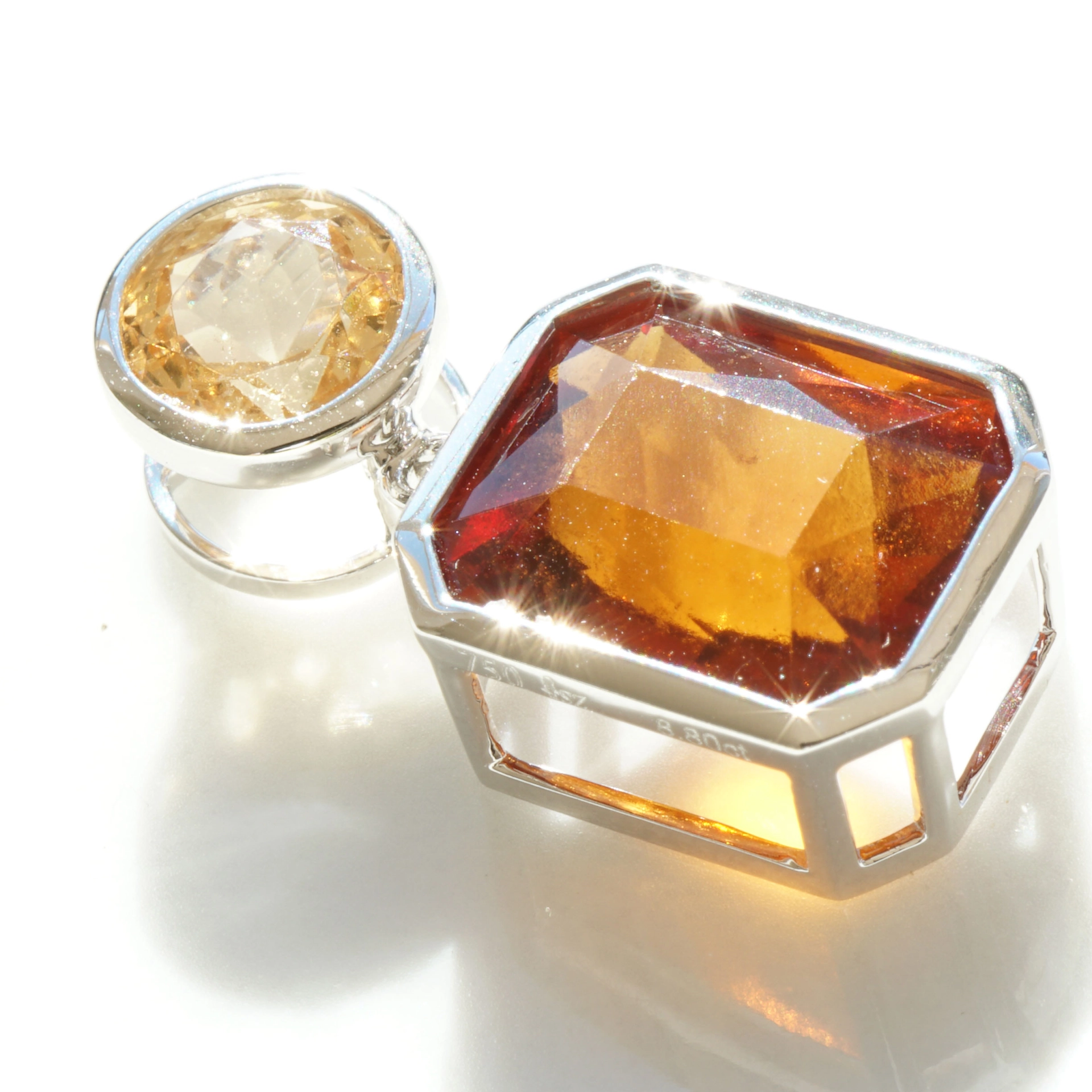 Hessonit Anhänger 750er Weissgold Vulkanisches Feuer 7.19 ct 1.61 ct Sri Lanka