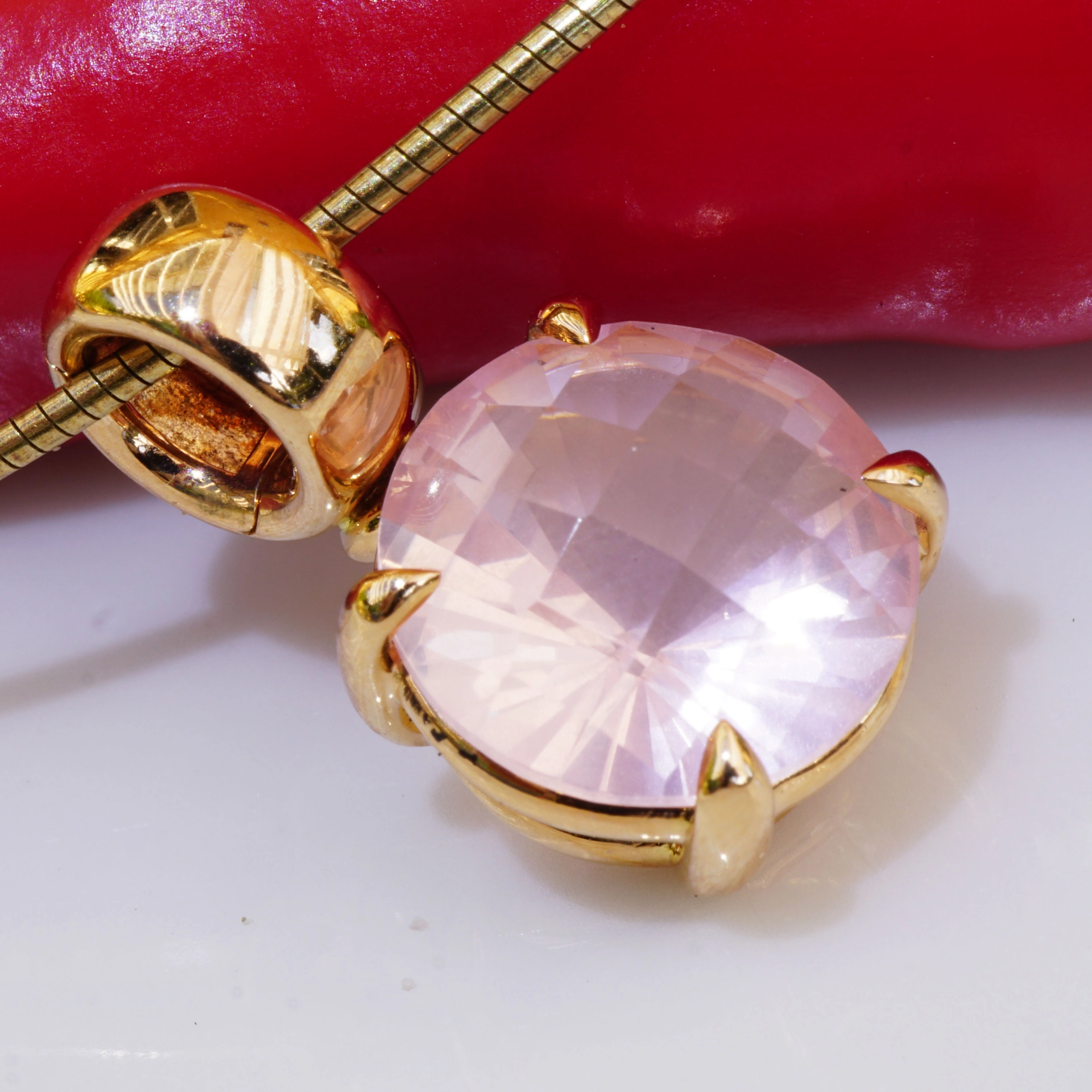 Rosenquarz Anhänger 750er Roségold toller Schliff ! aus Traditionsgoldschmiede in Valenza