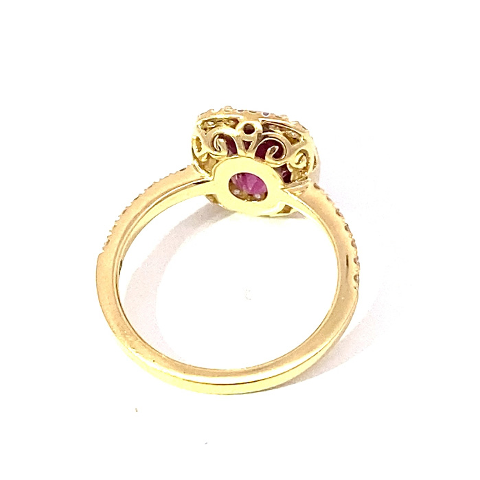 Rhodolith Brillant Ring 3.34 ct 0.55 ct 750er Gelbgold...schöner als der teuerste Rubinring