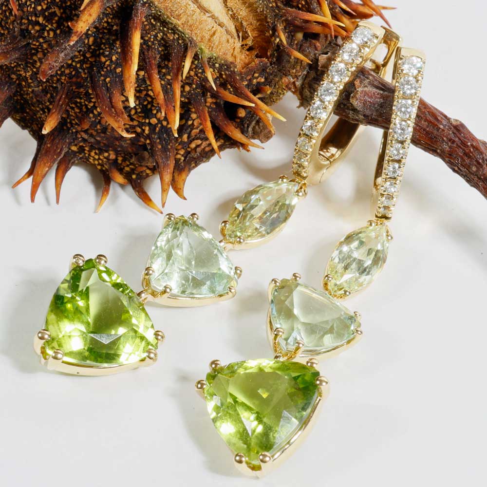 Chrysoberyll Turmalin Peridot Brillant Ohrhänger 750er Gelbgold 10 ct AAA+...unglaubliches fragiles Farbenspiel