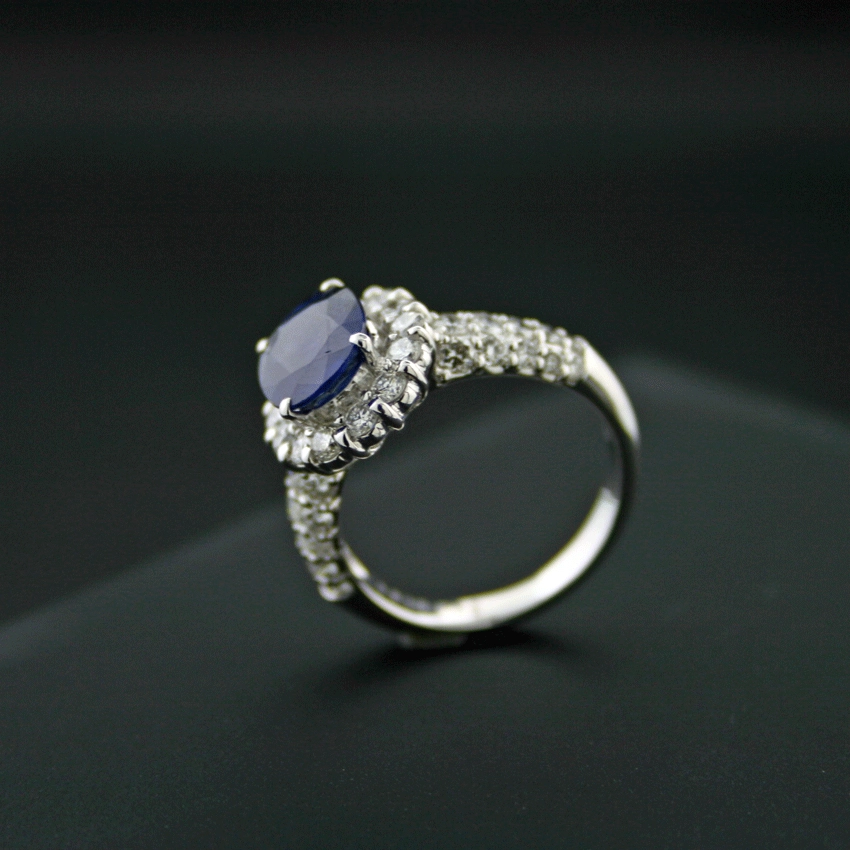 Saphir-Brillant-Ring, 900-Platin