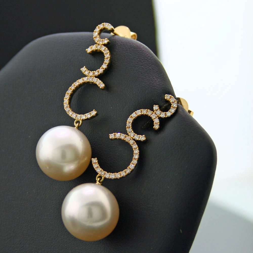 Brillant-Südsee-Ohrstecker, 750/-GG.