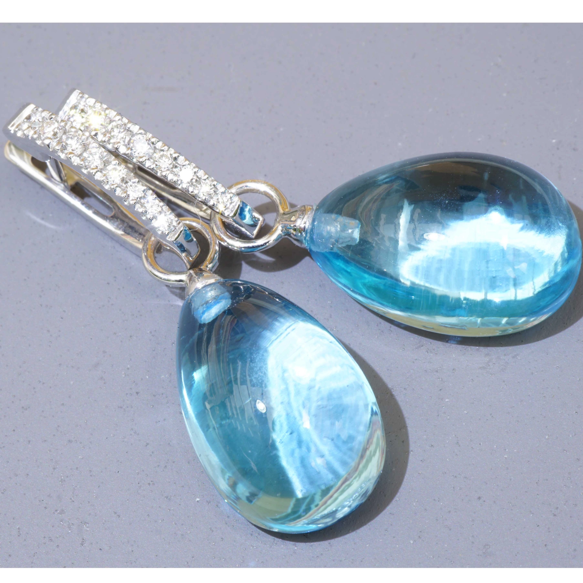 Blautopas Brillant Ohrhänger 750er Weissgold aushängbar made in Italy...so hochwertig