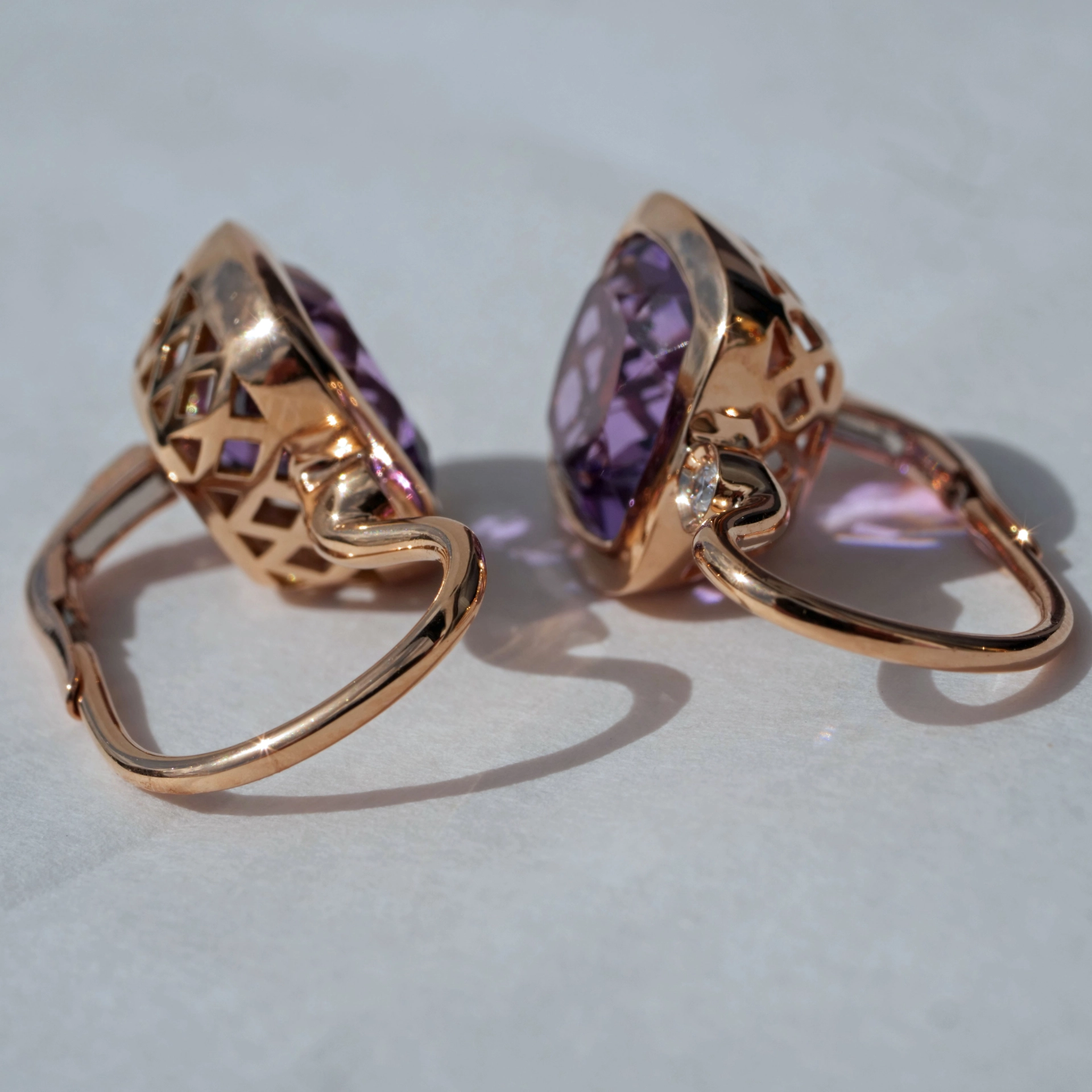 Ohrhänger Amethyst Brillant 750er Rosegold...5.70 ct...edel angefertigt in Italien