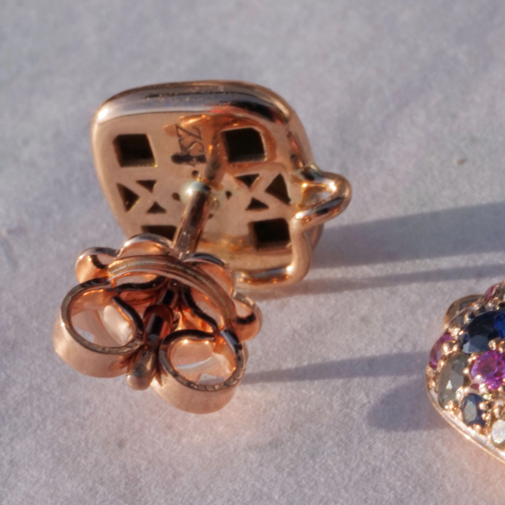 Saphir Brillant Ohrstecker 750er Rosegold...paradiesisches Dreierlei in Pastellfarben 2.54 ct 0.22 c