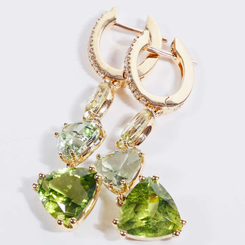 Chrysoberyll Turmalin Peridot Brillant Ohrhänger 750er Gelbgold 10 ct AAA+...unglaubliches fragiles Farbenspiel