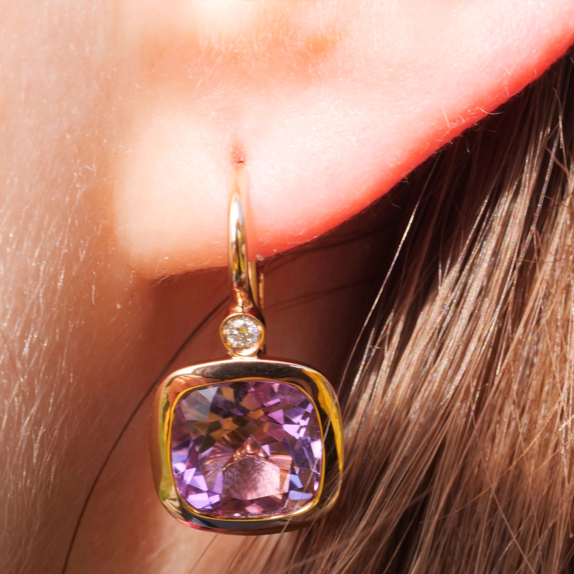 Ohrhänger Amethyst Brillant 750er Rosegold...5.70 ct...edel angefertigt in Italien