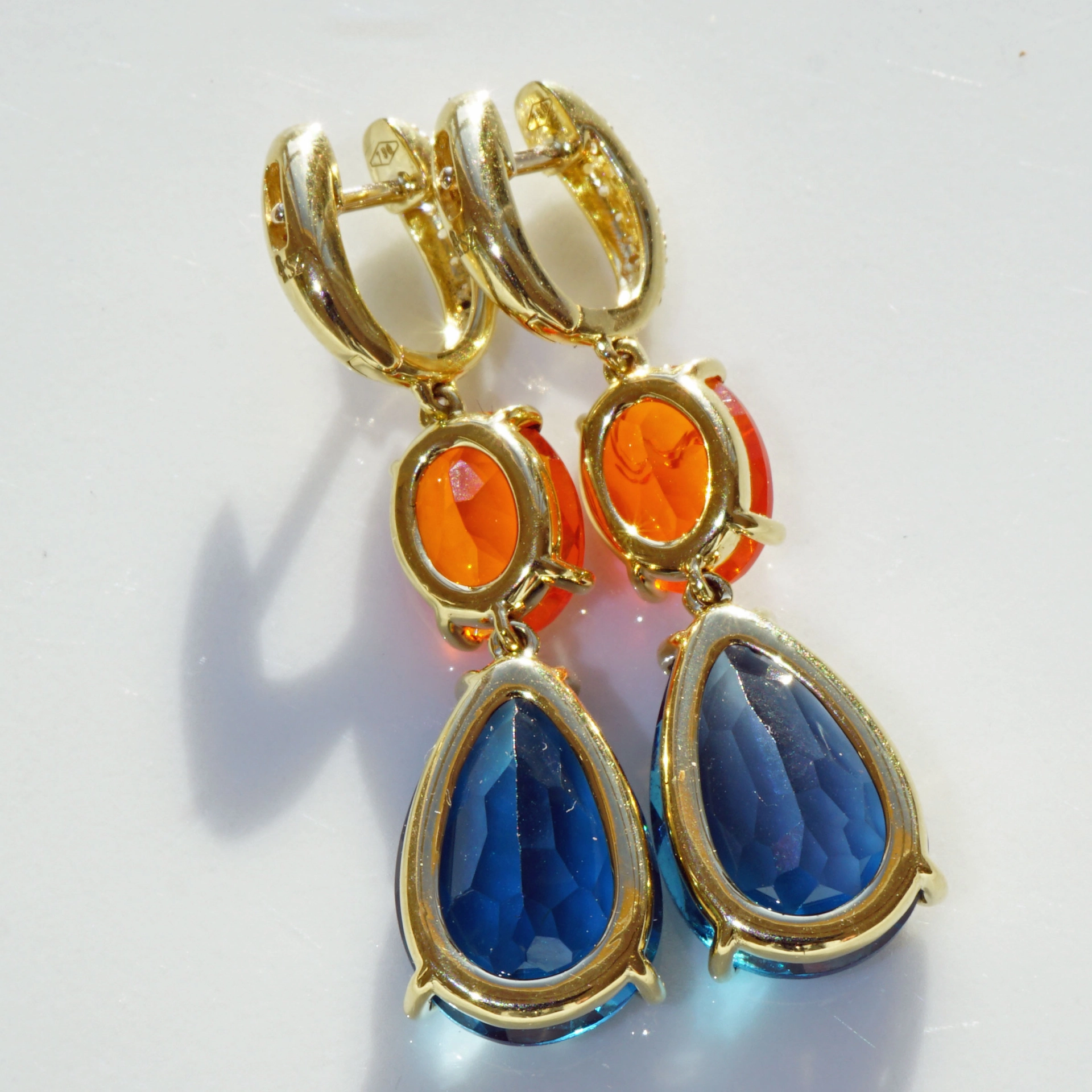 Topas Feueropal Brillant Ohrhänger 750er Gelbgold...Great Jewellery WOW Farben