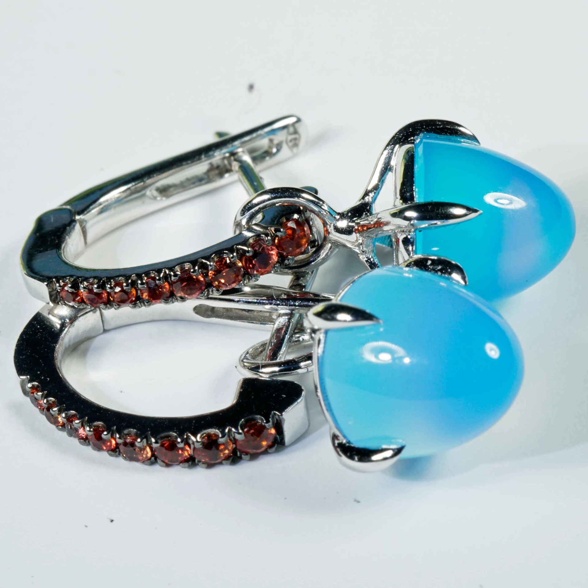 Saphir Paraiba-Achat Ohrhänger 750er Weissgold...Italienische Lebensfreude pur