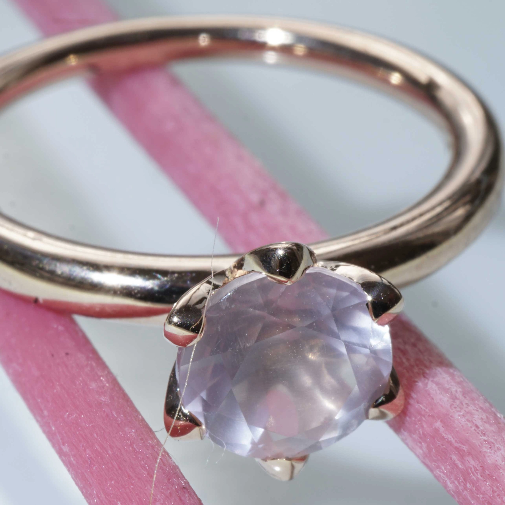 Bestseller Kombinationsring..Rosenquarz Ring in 750er Rosegold hergestellt in Valenza...toll massiv