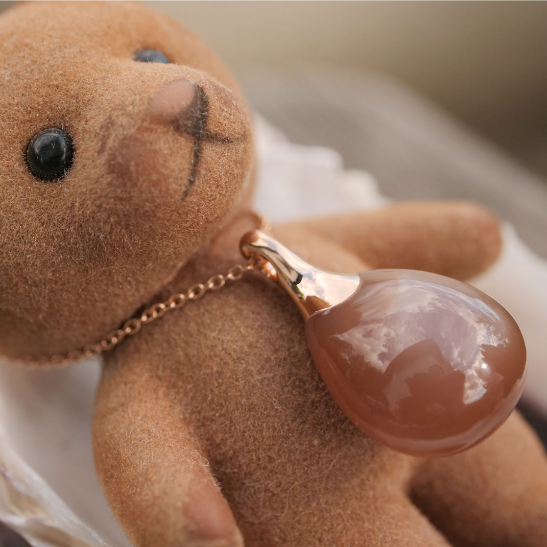 Moderner Mondstein Anhänger m. Kette 750er Rosegold cooles Design 21.5 ct made in Italy