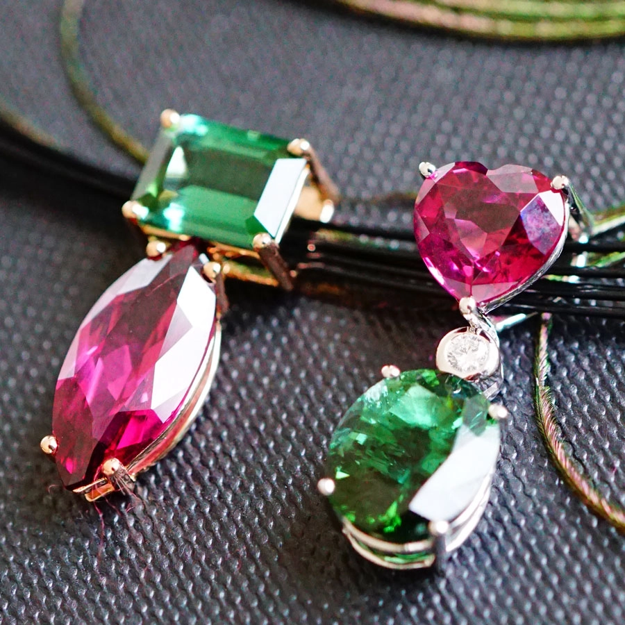 Edelstein Brillant Anhänger 750er Weißgold purple granat