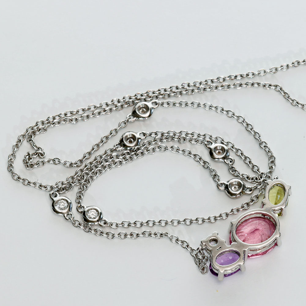 Saphir Spinell Brillant Collier 750er Weissgold 2.60 ct 0.20 ct Ilakaka Mine Madagascar gelb lila NATURFARBE und Tadschikistan
