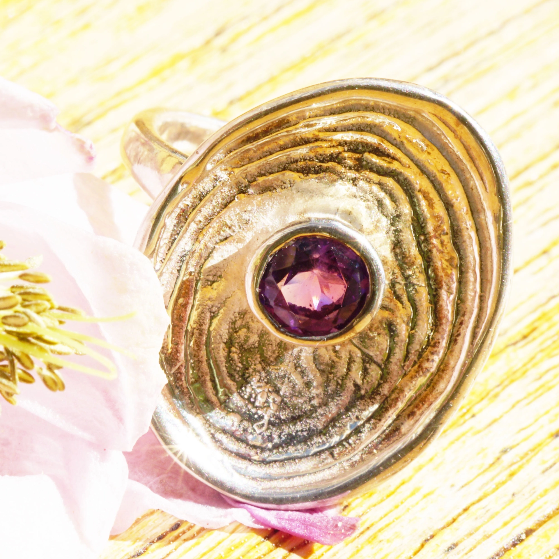 Amethyst Ring 925er Silber 20 x 16 mm ....Wasserwelle Handarbeit