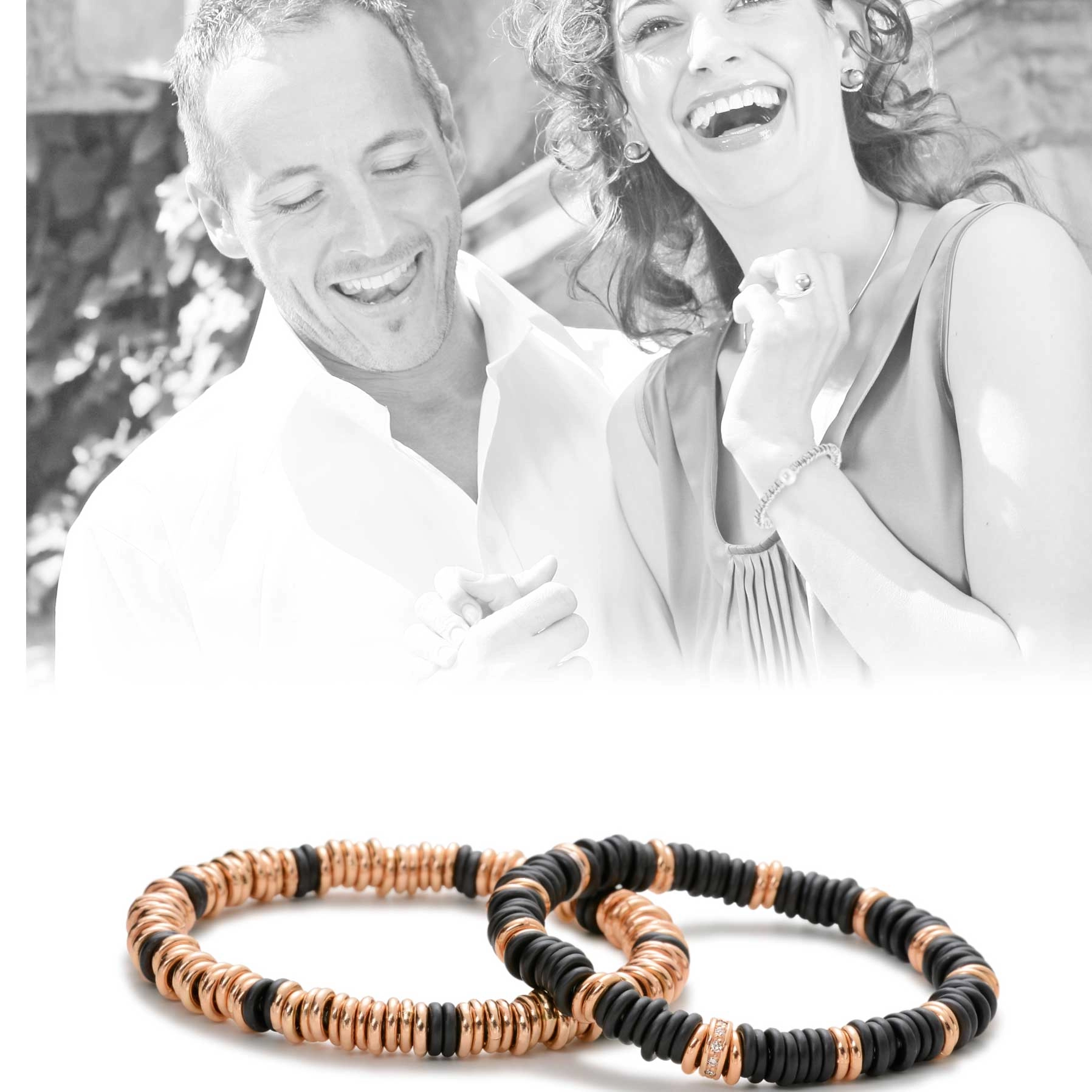 Brillant Armband LOOP Keramik schwarz facettiert 0.33 ct 750 Rosegold von Silhouette Schmuck Bentner
