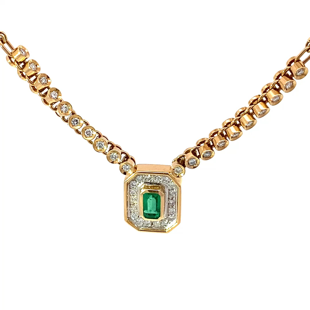 Smaragd Brillant Collier 750er Gelbgold Platin...super elegant..0.58 ct W SI