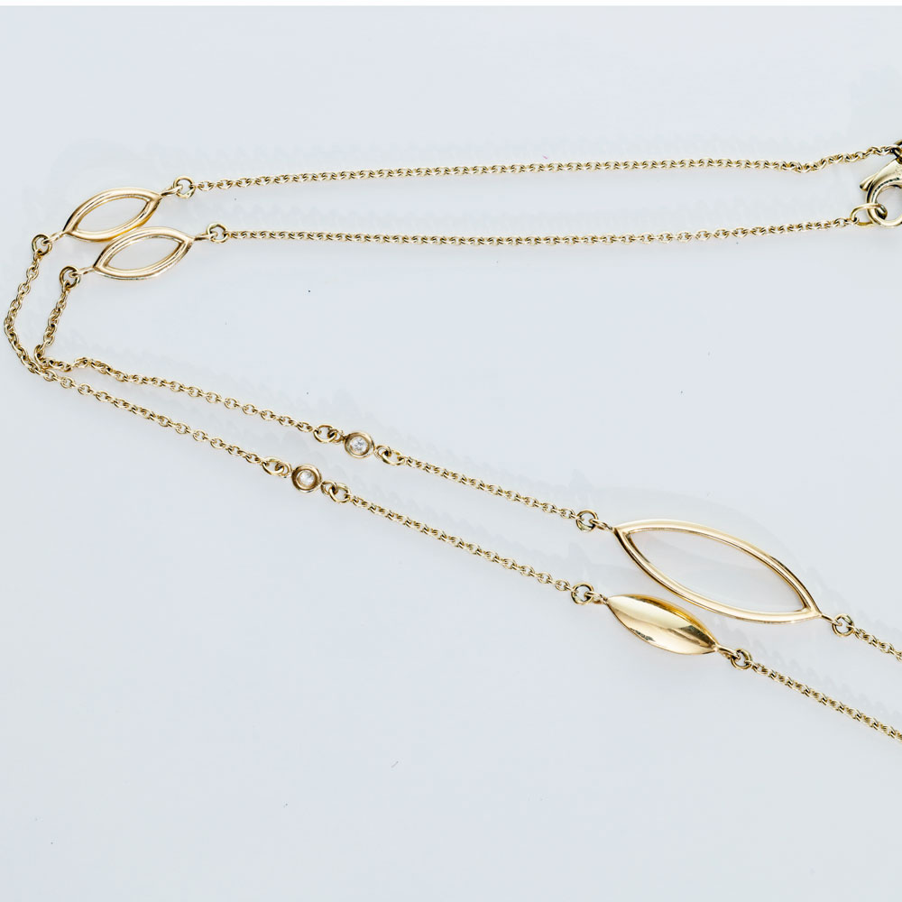 Motion Brillant Collier von Silhouette Schmuck Pforzheim in 585er Gelbgold 0.06 ct W SI
