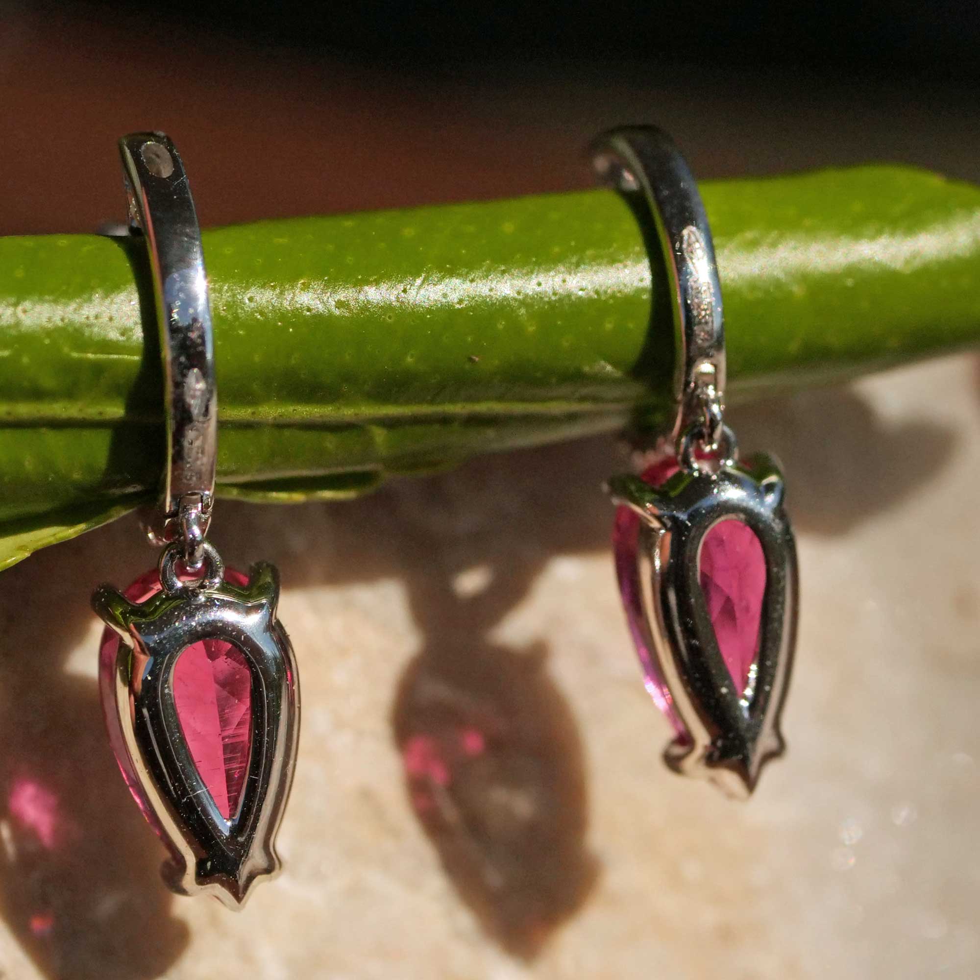 Rubelith Brillant Ohrhänger 3.59 ct 0.25 ct - Tolle Qualität pink-rot 750er Weissgold...ultraschön