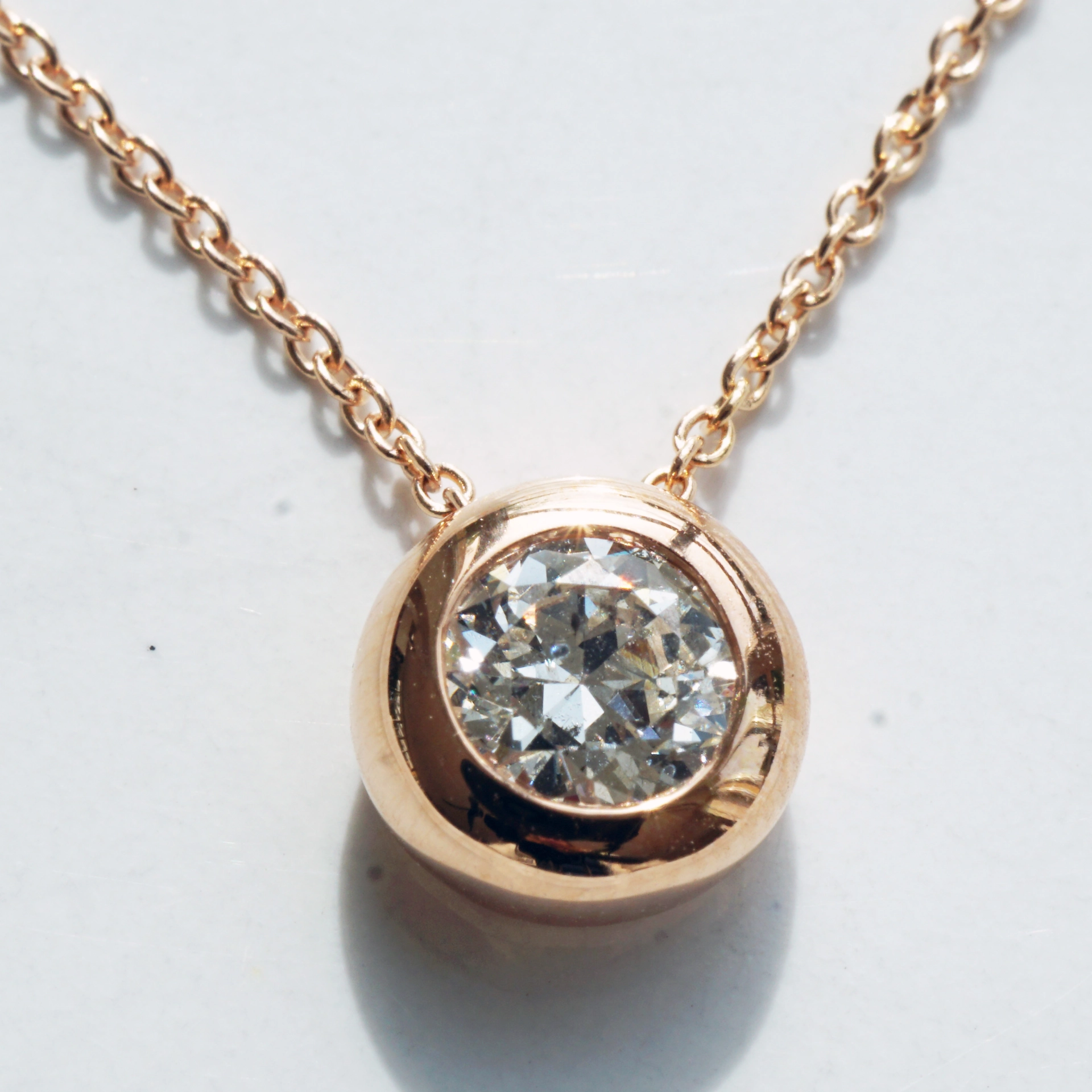 Brillant Solitär Anhänger mit Kette 750er Rosegold 0.39 ct W P1...genau den will ich...