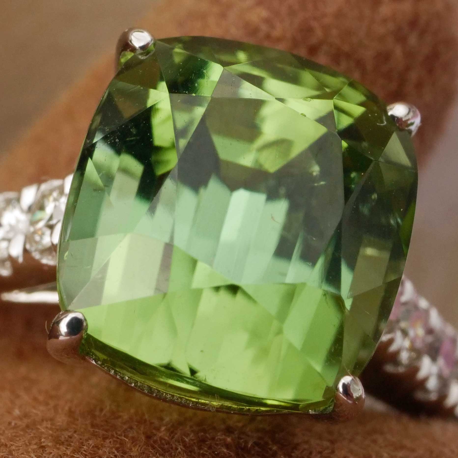 Lagun Grün-Blauer Turmalin Brillant Ring 750er Weissgold 3.90 ct 0.27 ct  Afghanistan Top Qualität