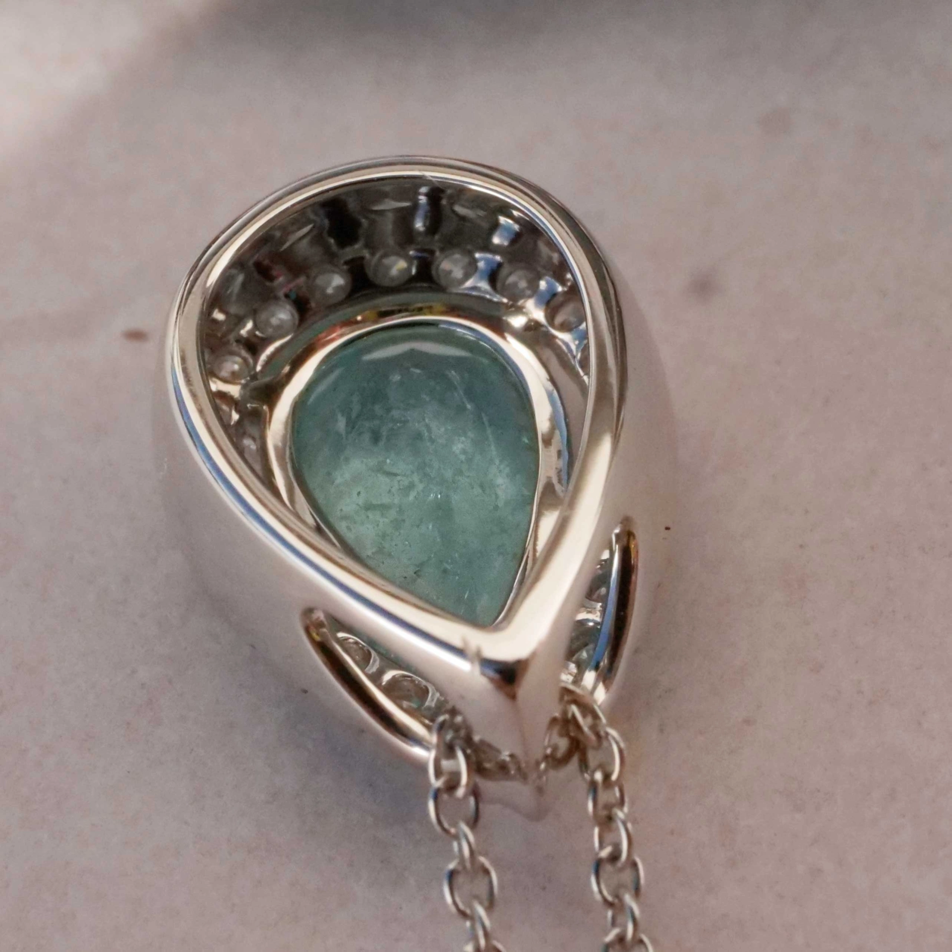 Paraiba Turmalin Anhänger 1.06 ct 0.18 ct AAA 750er Weissgold  SCHWIMMBADBLAU