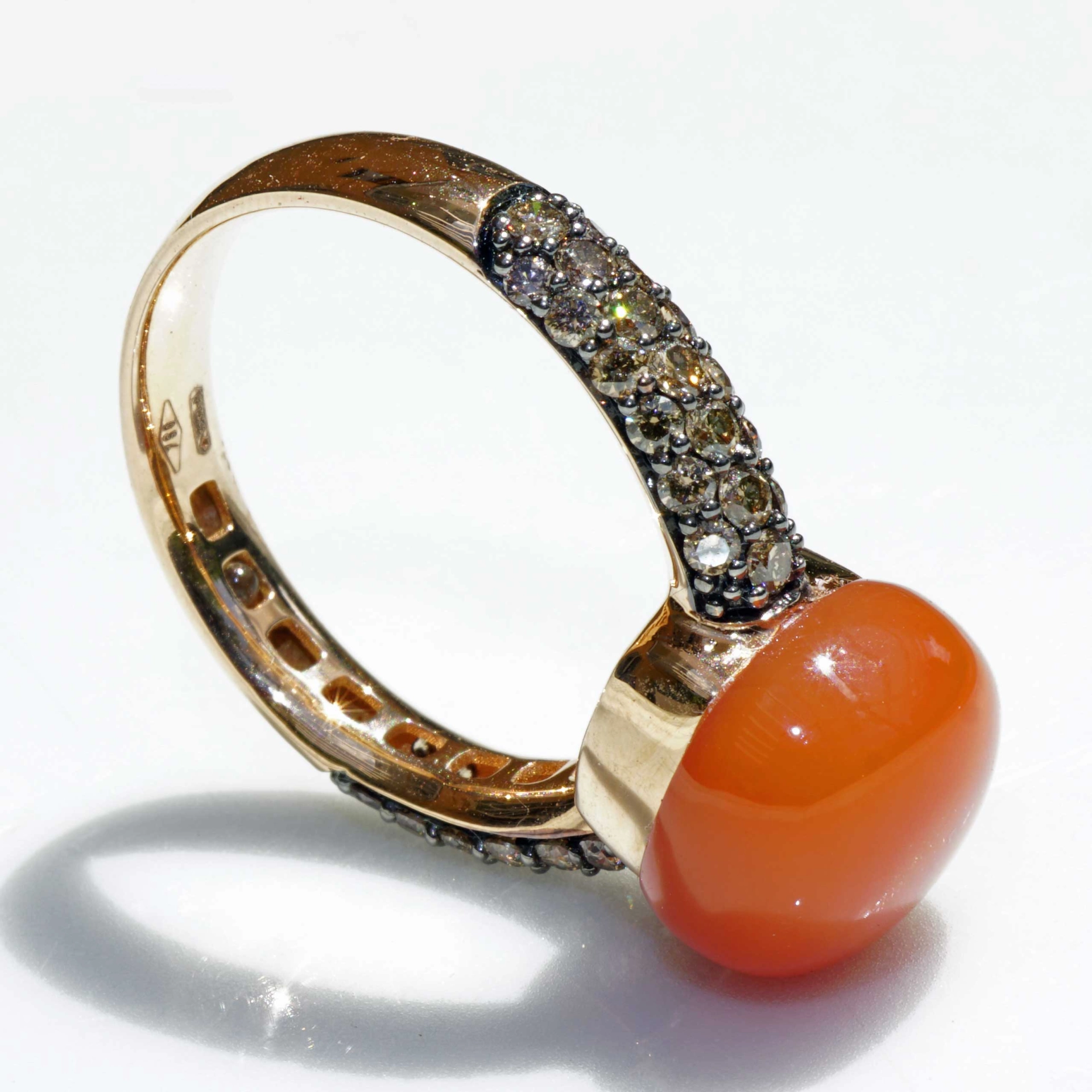 Mondstein Brillant Ring 750er Rosegold 7.30 ct 0.68 ct..elegante Winter Farben..liquid Impressions..