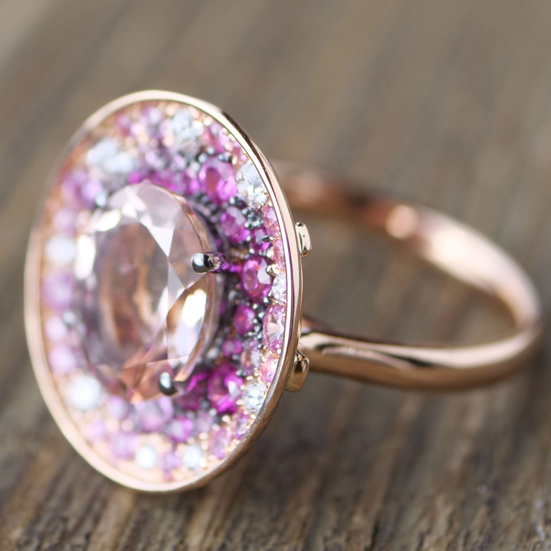 Morganit Saphir Brillant Ring 750er Rosegold.....Power of Love....mystische Farben