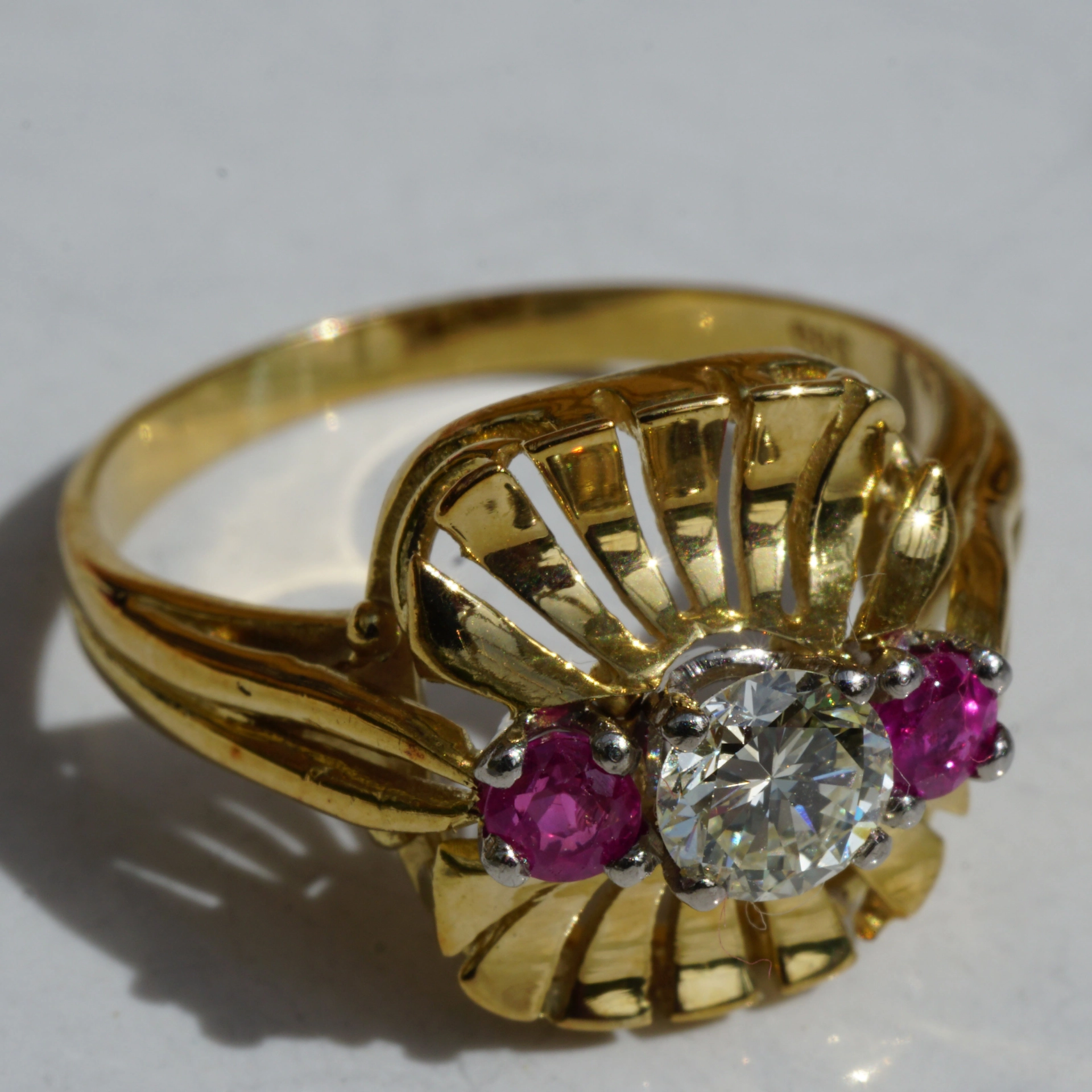 Rubin Brillant Ring 585er Gelbgold 0.40 ct weiss vvs top brillanz