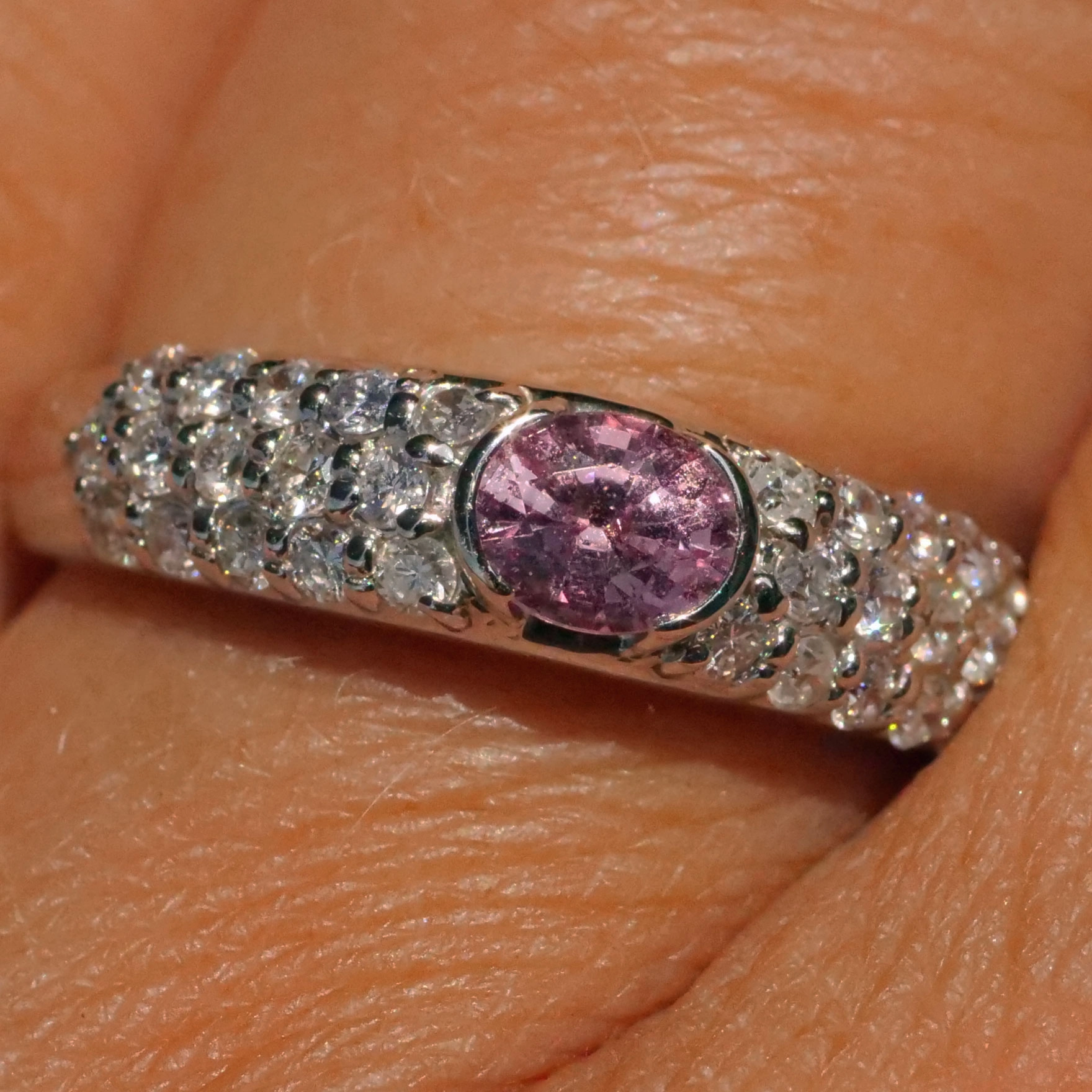 Solitär Saphir Brillant Ring 900er Platin 0.51 ct 0.50 ct TW SI Tolle Brillanz tolles Pink
