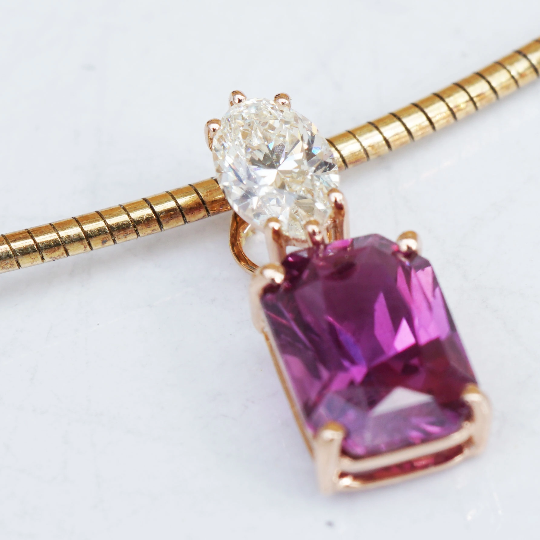 Pink Saphir Diamant Anhänger 1.28 ct 0.30 ct 750er Rosegold AAA+ so precious