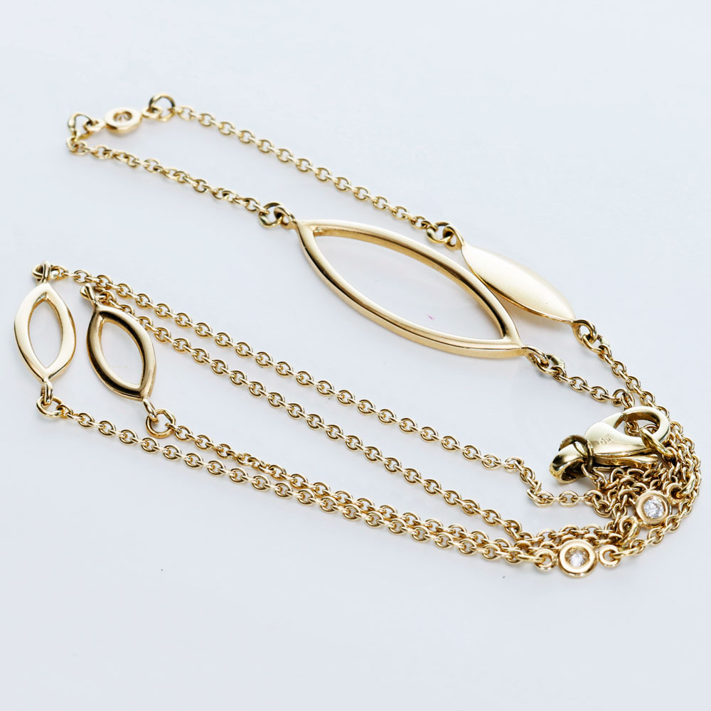 Motion Brillant Collier von Silhouette Schmuck Pforzheim in 585er Gelbgold 0.06 ct W SI