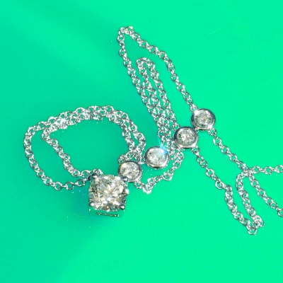 Brillant Collier rund 0.60 ct E hochfeines weiss SI2 5.25-5.31x3.39 mm GIA Gutachten 750er Weissgold