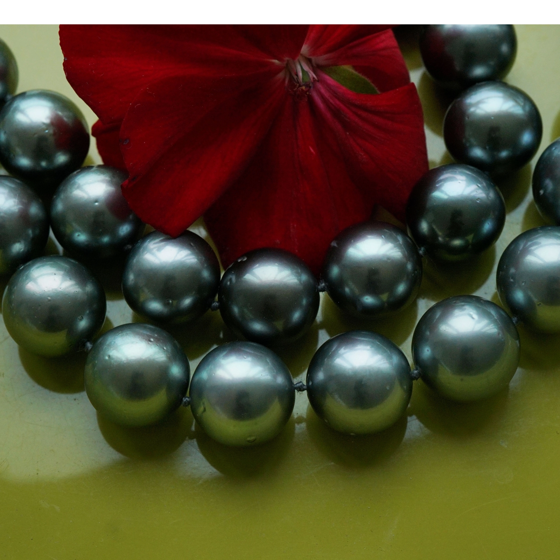 Tahiti Zuchtperl Collier AAA+ Antrazit grandios 16.2 x 13 mm rund 47,5 cm