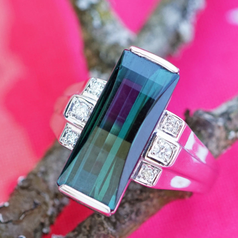 Indigolith Brillant Ring 900er-Platin 4.71 ct 0.10 ct