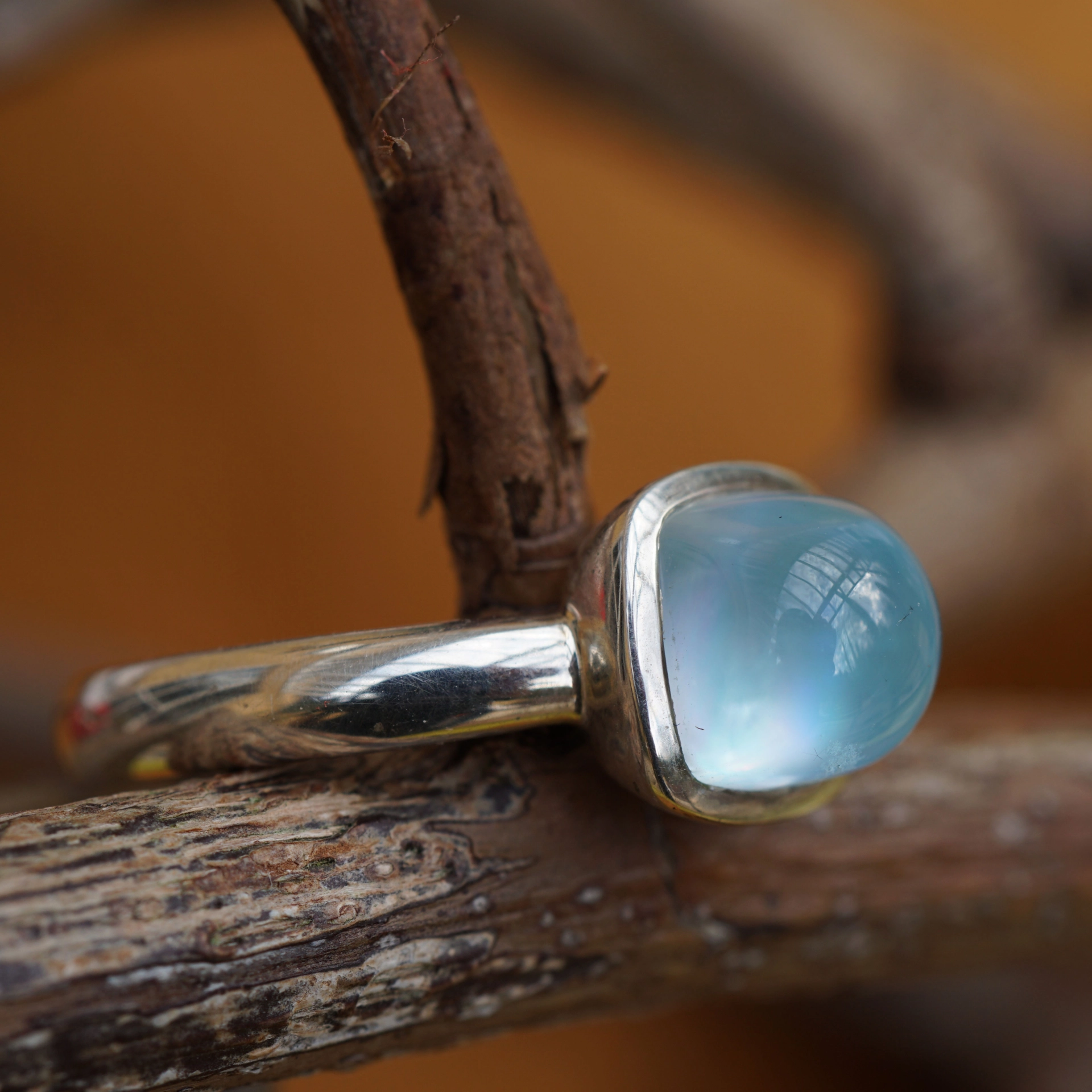 CHILANGO RING TUTENCHAMUN Blautopas mit Perlmut unterlegt  925er Silber neu mit orig. Etui massiv