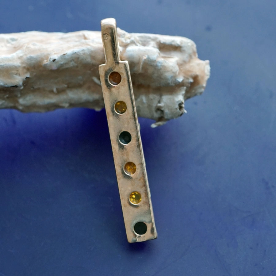 Anhänger Zauberstab 925er Silber silber oder rosevergoldet 49 x 7 mm Bernstein