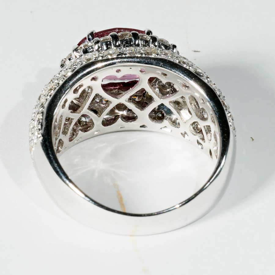 Ring Saphir Brillant 2.50 ct 1.76 ct so gross und so lebhaft pink ... TW VS  750er Weissgold