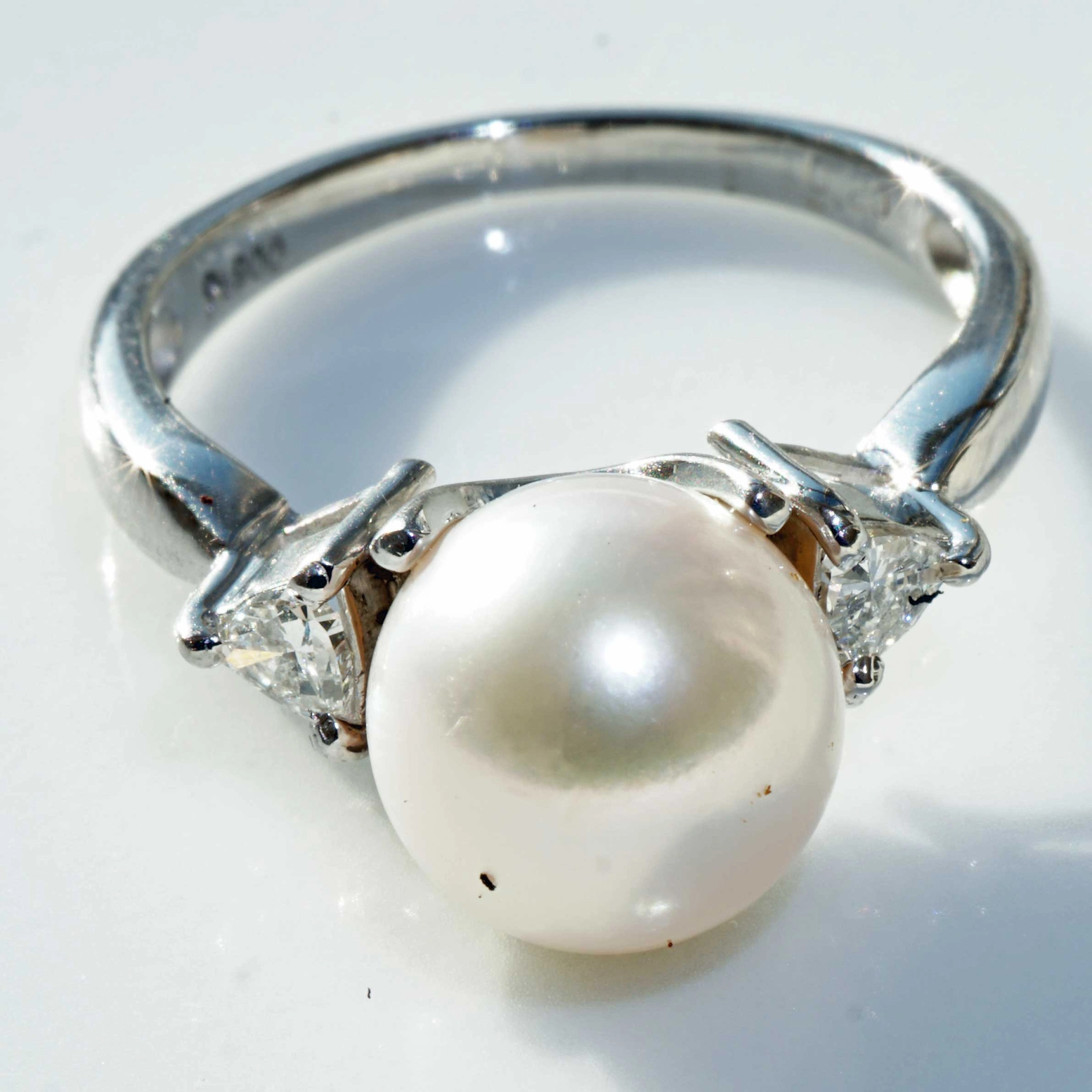 Akoya Zuchtperl Diamant Ring 900er Platin 9.1 mm 0.20 ct W IF.....zauberhaft
