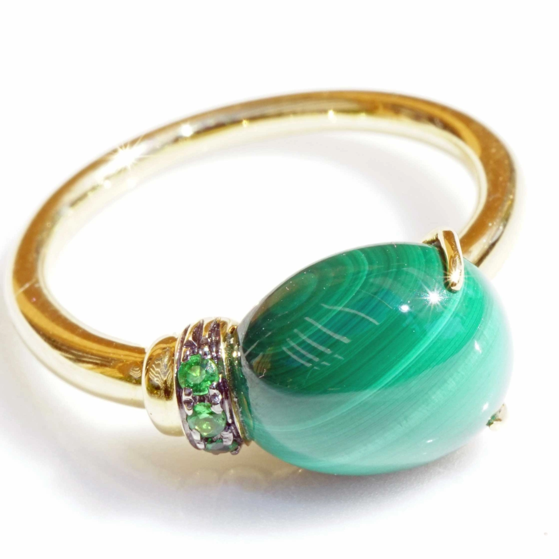 Malachit Tsavorith Ring Drop 750er Gelbgold entzückend sweety 6.75 ct 0.04 ct