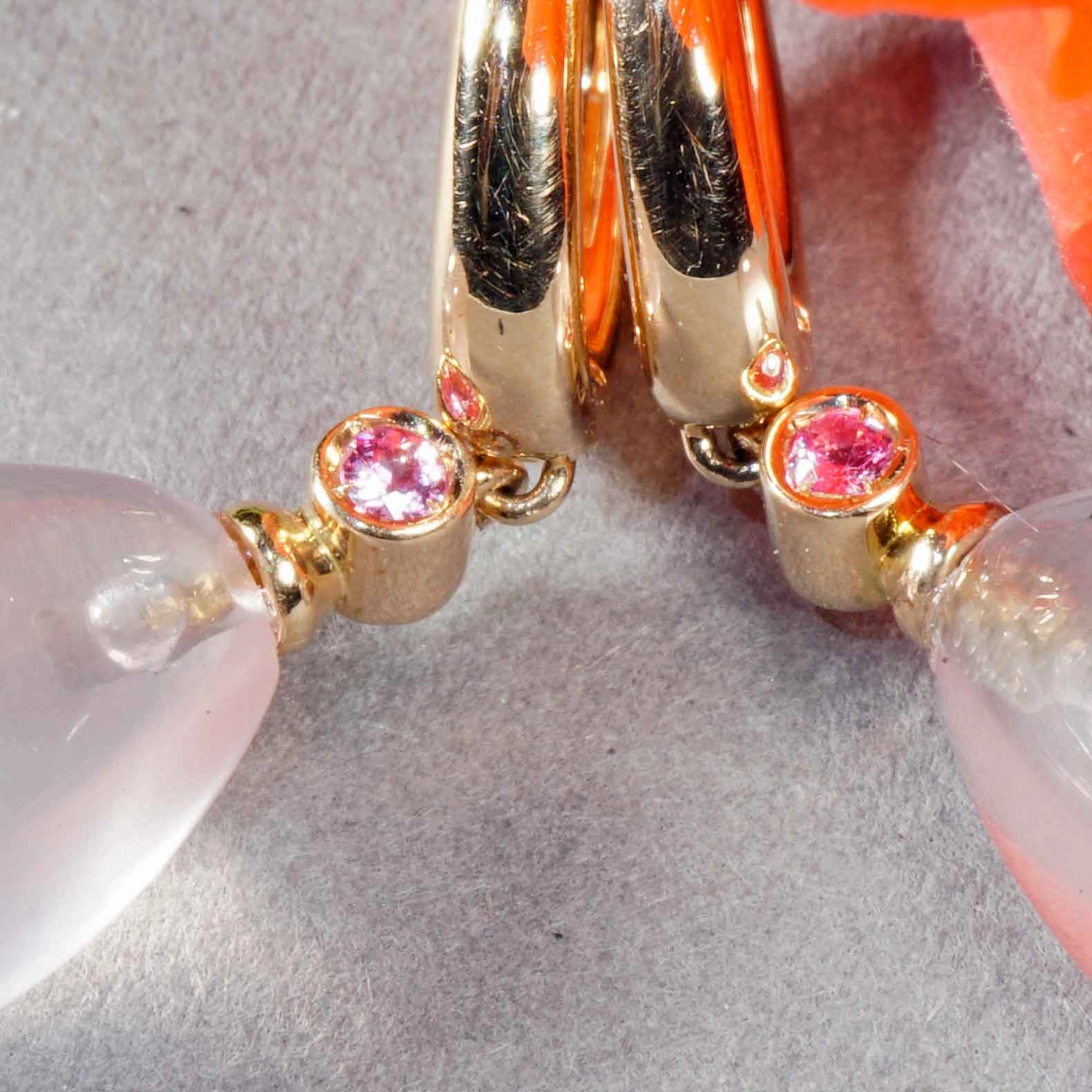 Ohrhänger Rosenquarz Saphir 750er Rosegold..Design aus Bella Italia...verzaubern den Tag