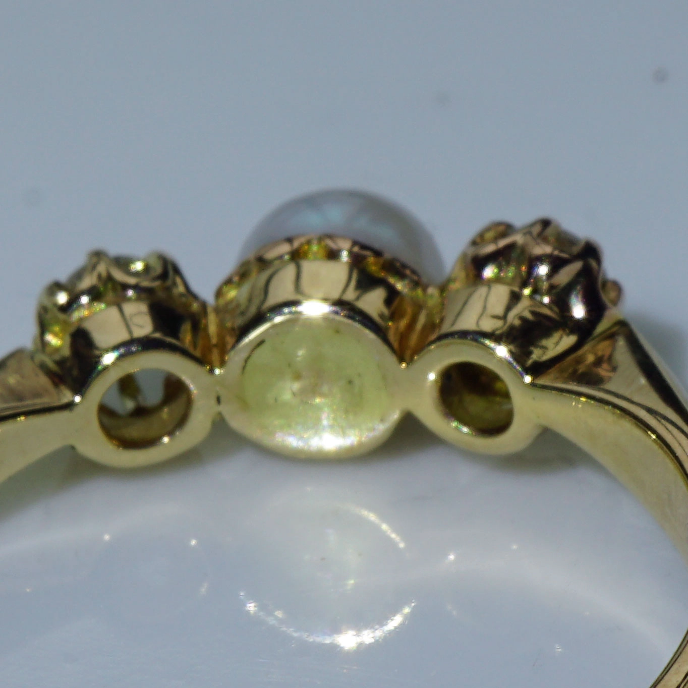 Altschliff Brillant Perl Ring 585er Gelbgold 0.20 ct um 1910