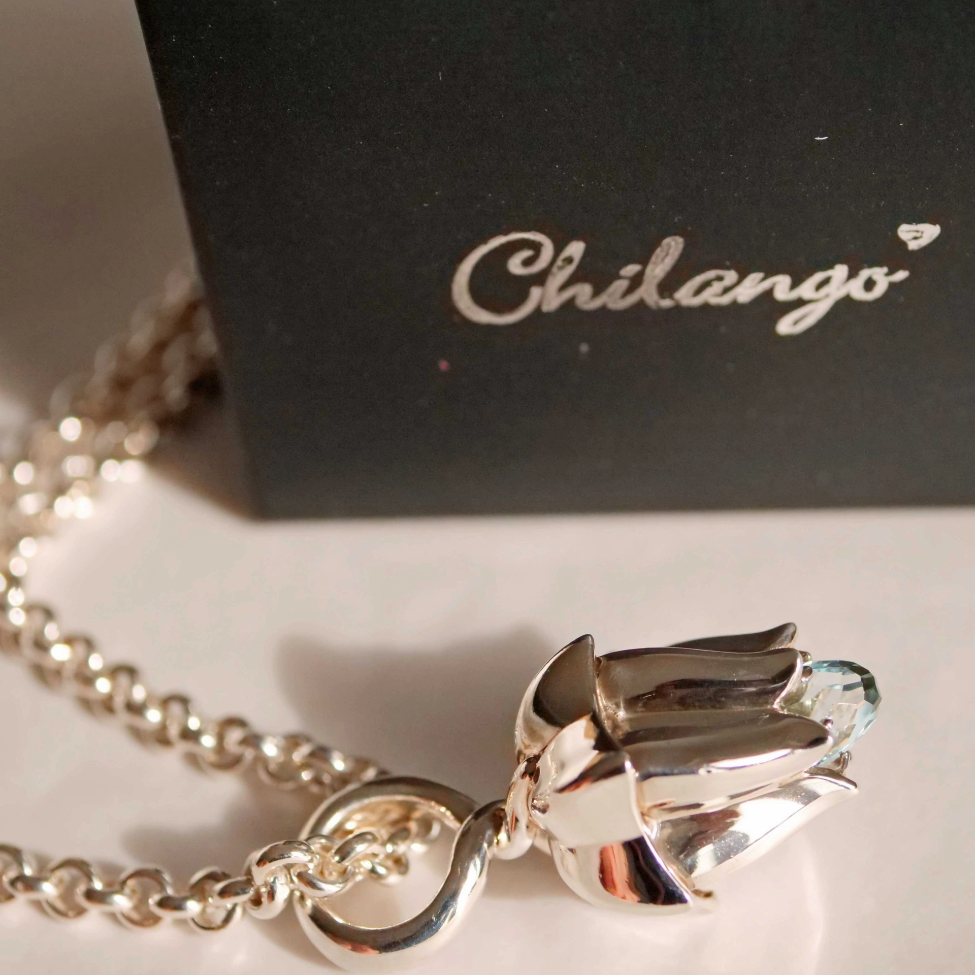 Original Chilango Tutenchamun Lotus Sky Blue Topaz 925er Silber toller Schliff