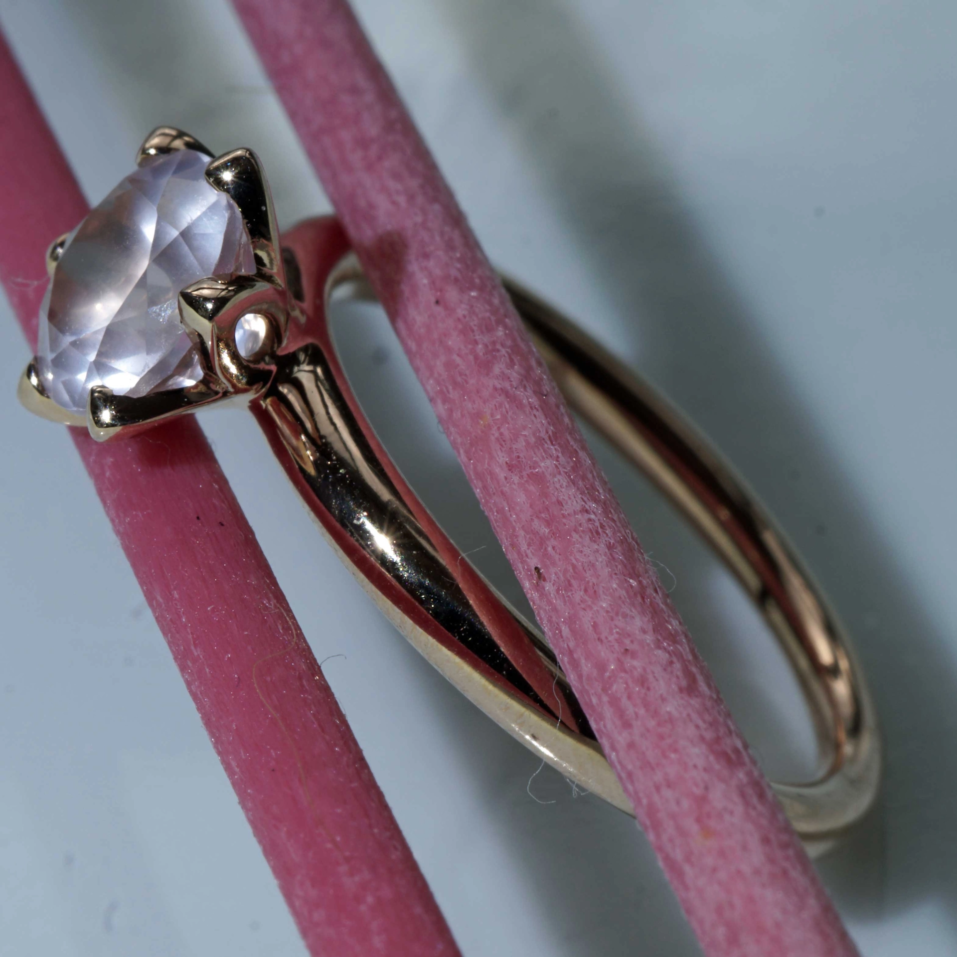 Bestseller Kombinationsring..Rosenquarz Ring in 750er Rosegold hergestellt in Valenza...toll massiv