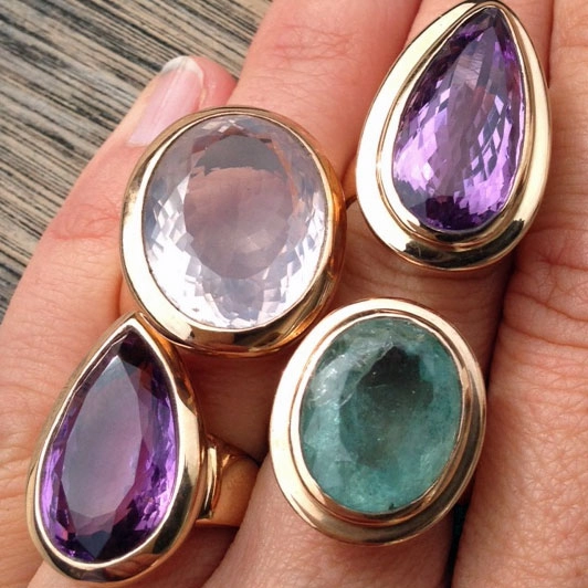 Edelstein-Ring, 925/-Silber, handgeschmiedet,