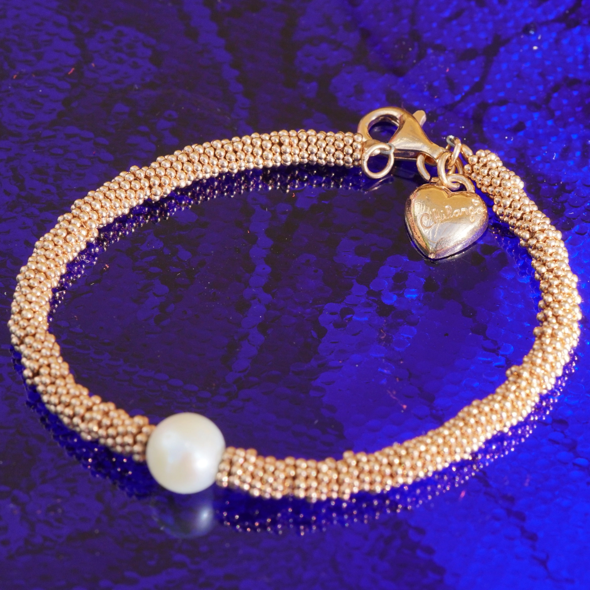 Original Chilango Armband Pearl 925er Silber pinkgoldplated Pearl white