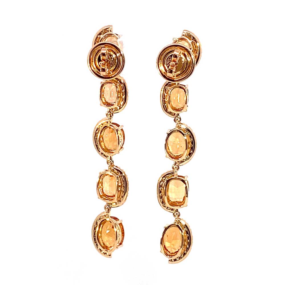 Fanta Mandarin Granat Brillant Chandelier Ohrhänger 750er Rosegold 14.85 ct 0.76 ct Ausnahmefarbe Fanta Orange