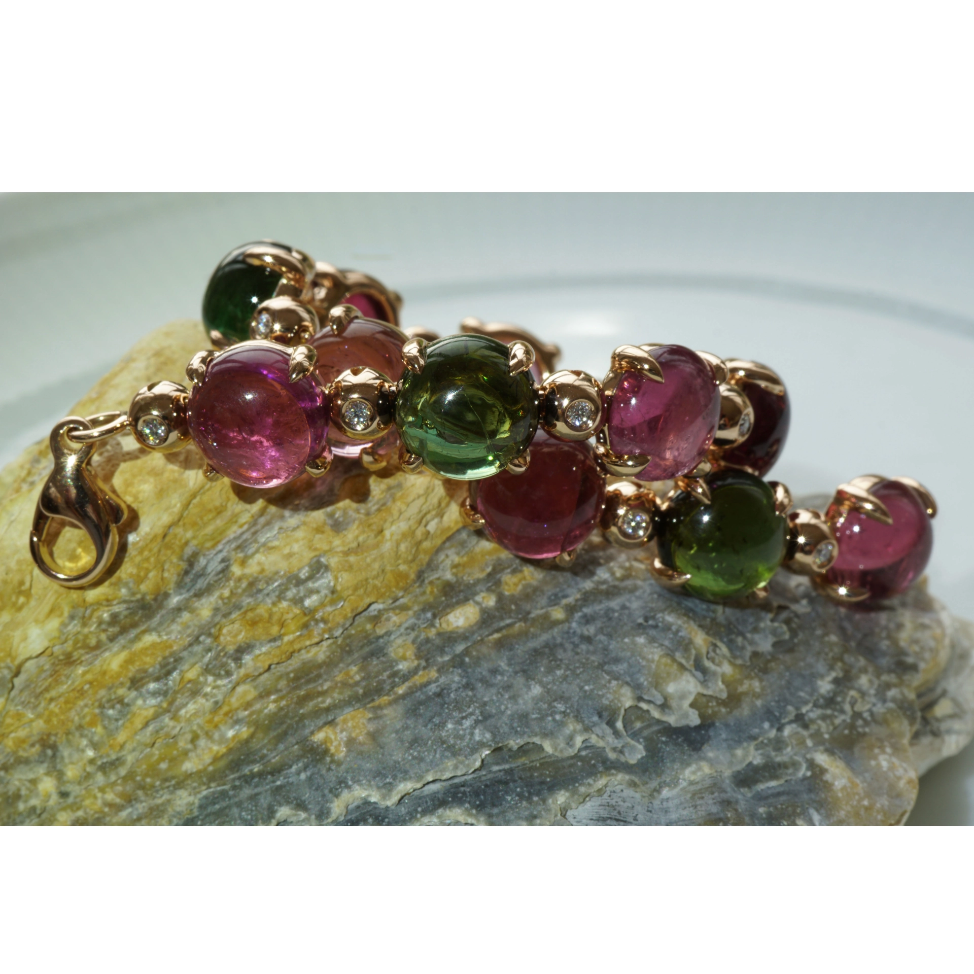 Turmalin Brillant Armband 750er Rosegold 49.62 ct 0.26 ct Exclusiv Edition Valenza multicolor