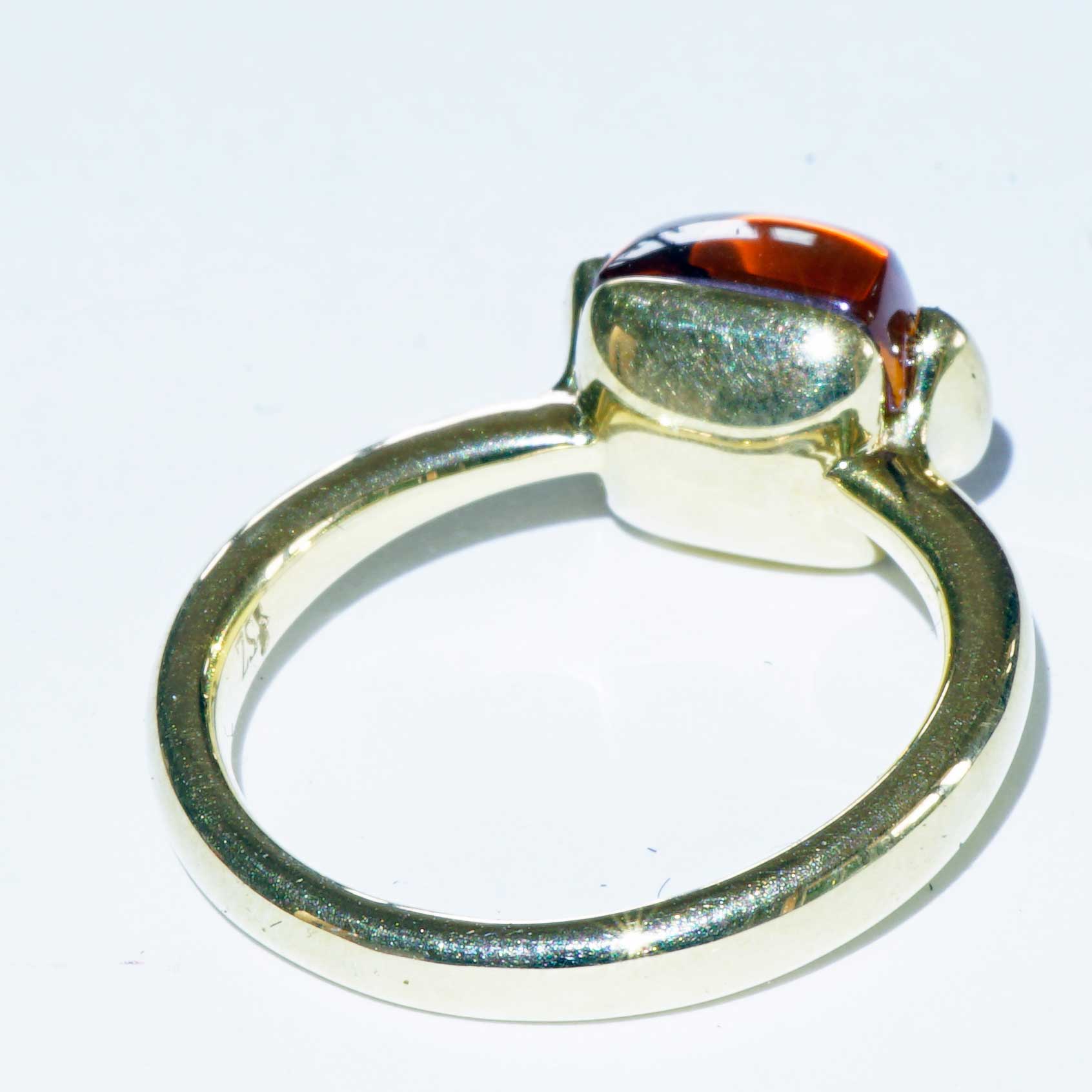 Citrin Saphir Ring 750er Gelbgold sweety Kombinationsring einfach lässig Kissenform