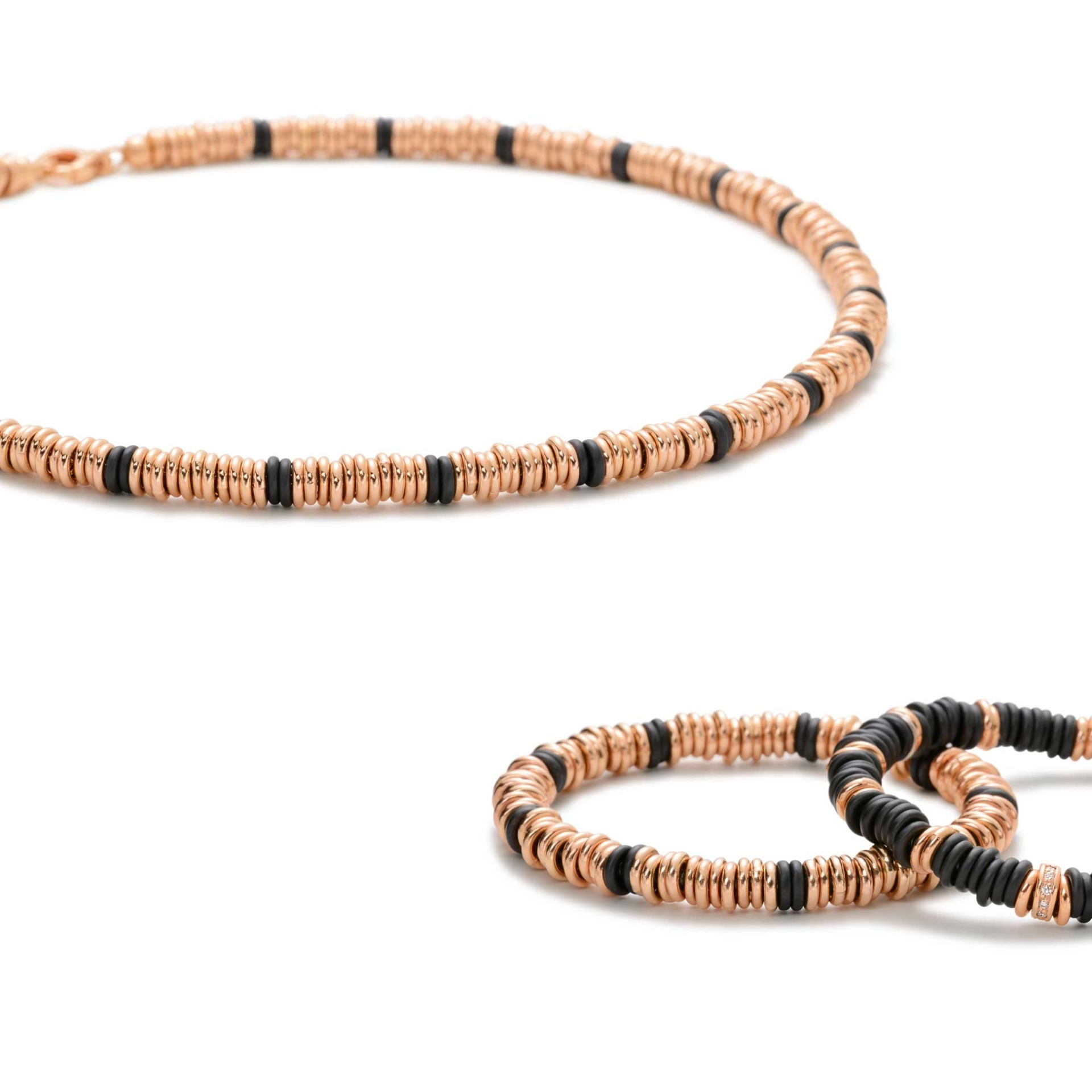 Brillant Armband LOOP Keramik schwarz facettiert 0.33 ct 750 Rosegold von Silhouette Schmuck Bentner